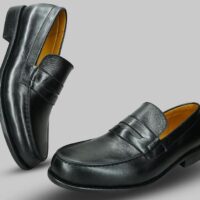 Mocassin en cuir noir
